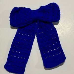 Blue Crochet Hair Bow